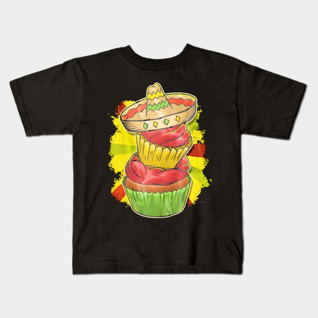 Cinco De Mayo Cake With Mexican Hat Kids T-Shirt by toiletpaper_shortage